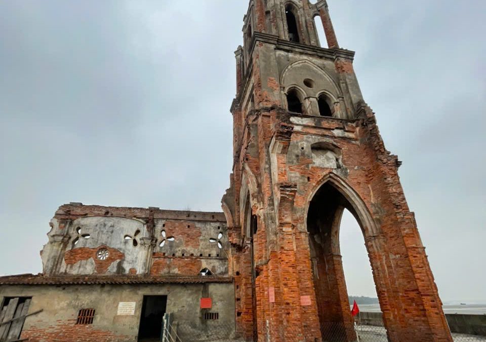 The ruined church. A testament to faith amidst the waves